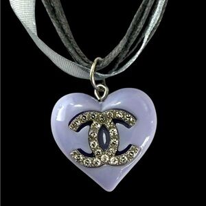 Fashion CC Rhinestone & Enamel Purple Heart Pendant - NWT